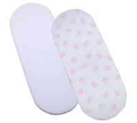 BabyPrem Bebè Bambina Set 2 Lenzuolo Con Angoli Elasticizzati Per Moses Culla 73-76 x 28-30 cm Cotone 1 Bianca 1 Rosa Farfalla