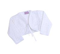 BabyPrem - Cardigan a bolero lavorato a maglia, per bambina di 0-24 mesi, colore: Bianco/Rosa bianco bianco