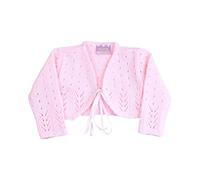 BabyPrem - Cardigan a bolero lavorato a maglia, per bambina di 0-24 mesi, colore: Bianco/Rosa rosa Rose
