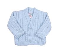 BabyPrem Cardigan per bambini prematuri, lavorato a maglia, in acrilico, con scollo a V, 3-3,6 kg, manica lunga, Blu, 50 cm