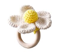 Babyrassel Gehäkelt Greifling Baby Holz gehäkelte Gehäkelte Babyrassel Handmade Rassel Greifling Baby Rassel Beißring Holz Babyrassel Greifling Spielzeug Taufgeschenk für Mädchen und Jungen