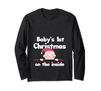 Baby's First Christmas Inside Pregnancy Announcement Maglia a Manica