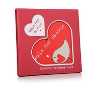 Baby's First Christmas - Pallina decorativa da appendere a forma di cuore in ceramica con pettirosso