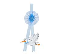BabySanity Cicogna Nascita Bimbo da Esterno - Sagoma in Forex con Fiocco e Nastri Azzurri - Mini Cicogna Personalizzabile in Omaggio - Misure Prodotto Finito 45x20 cm - Made in Italy (Azzurro)