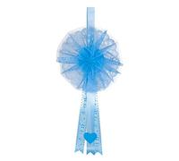 Babysanity - Fiocco Nascita Bimbo Coccarda Nascita in Tulle Perfetta per Interno ed Esterno Ideale da Appendere alla Porta Dimensioni 50x25 Cm (Mod. Susy Azzurro)