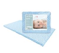 Babysanity Materasso Lettino Campeggio SFODERABILE Traspirante a Norma EN16890:2017 Federa100% Cotone Oeko-tex® Interno Certificato Certipur™ 60x120x4 OMAGGIO Borsa da Viaggio (Trenino Azzurro)