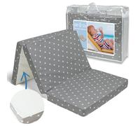 Babysanity Materasso Lettino Campeggio Tappeto Gioco Antiscivolo Sfoderabile a Norma EN16890:2017 Federa100% Cotone Oeko-tex® Interno Certificato Certipur™ OMAGGIO Borsa da Viaggio (60x120x6 Grigio)