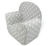 Babysanity® Poltroncina Bimbi Rivestimento 100% Cotone Sfoderabile Imbottitura Alta Intensità Migliorata Poltrona per Bambini Comoda Leggera Ideale per Cameretta -Made in Italy- (Stellina Grigio)