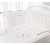 Babysanity- Set Paracolpi Lettino Alta Traspirabilità Piumino Copripiumino Sfoderabile Federa 100% Cotone Made in Italy (Orsetto Bianco)