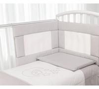 Babysanity- Set Paracolpi Lettino Alta Traspirabilità Piumino Copripiumino Sfoderabile Federa 100% Cotone Made in Italy (Luna Bianco Grigio)