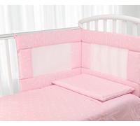 Babysanity- Set Paracolpi Lettino Alta Traspirabilità Piumino Copripiumino Sfoderabile Federa 100% Cotone Made in Italy (Stelline Rosa)