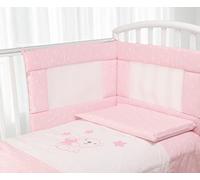 Babysanity- Set Paracolpi Lettino Alta Traspirabilità Piumino Copripiumino Sfoderabile Federa 100% Cotone Made in Italy (Piccole Stelle Rosa)