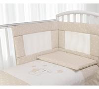 Babysanity- Set Paracolpi Lettino Alta Traspirabilità Piumino Copripiumino Sfoderabile Federa 100% Cotone Made in Italy (Piccole Stelle Beige)