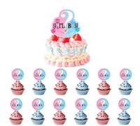 Babyshower Cupcake Topper 13PCS Boy or Girl Gender Reveal Ragazzo e Ragazza Glitter Rosa Blu Cake Toppers Decorzione per Festa Partito Rivelazione di Genere
