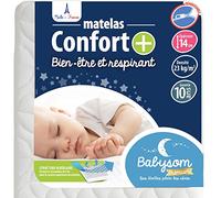 Babysom 1423794 Materasso Lettino Bambino Comfort+, Per Neonato - 70 X 140 cm - Altezza 14cm - Sfoderabile - Antisoffoco e Traspirante, Bianco