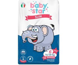 babystar Pannolini slim 16/30kg taglia 6 extra large 14 pezzi