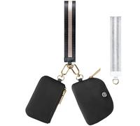 Babysun Mini Zip Around Dual Pouch Wristlet con 2 cinghie da polso portachiavi portafoglio per donne portamonete piccolo carino per ragazze adolescenti, Nero-oro, Moda