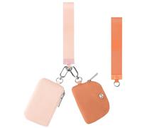 Babysun Mini Zip Around Dual Pouch Wristlet con 2 cinghie da polso portachiavi portafoglio per donne portamonete piccolo carino per ragazze adolescenti, Ambra e arancione chiaro, Moda