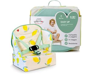BabyToLove | Rialzo nomade pieghevole con cuscino morbido e imbracatura sicura per pasti all'aperto o a casa | Happy Lemon