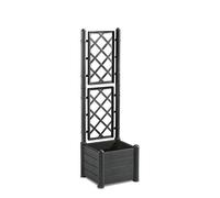 Bac a fleur carré ITALIA avec treillis - 30L - Plastique - Anthracite