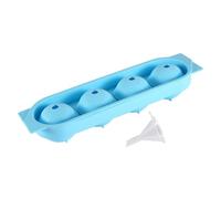 Bac À Glaçons - 24,5x5,5cm Moule Silicone | Moule À Glaçons Rond 4 Cavités Avec Couvercle Pour Vin Glacé Whisky Et Cocktail, Réutilisable Sans BPA Pour Bar Fête Maison Été Bureau Noir Et Bleu