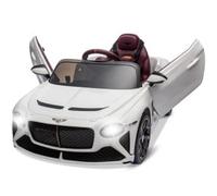 Bacalar Macchina Elettrica per Bambini 12V con 2 Motori, Auto di Lusso con Porte Verticali, 3 Velocità, Sospensioni, Luci LED, Musica USB/Wireless, Telecomando Genitori, 3-8 Anni, Bianco