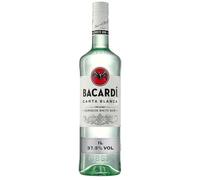 BACARDI Carta Blanca Rum Bianco - 1 L / 100 cl, Vol. 37,5% - L'Iconico Rum Bianco dei Caraibi, Perfetto da Miscelare e Ideale per i Cocktail