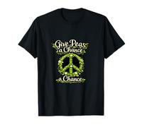 Baccelli di Piselli Give Peas a Chance Country Farm Pun Peace Sign Maglietta
