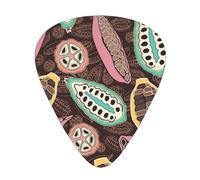 Baccello di cacao colorato,12 pezzi di plettri per chitarra, 3 plettri di diverso spessore per chitarra acustica, basso, ukulele