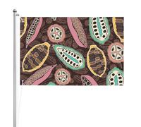 Baccello di cacao colorato,Bandiera da giardino, bandiera decorativa da cortile, bandiera bifacciale, 2x3 piedi, per esterni e interni