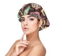 Baccello di cacao colorato,Cuffia da notte in raso per adulti - Cuffia da notte elastica per donna, copricapelli per la notte