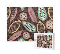 Baccello di cacao colorato,Puzzle in legno da 500 pezzi, gioco di famiglia, puzzle per adulti e adolescenti, decorazioni per la casa