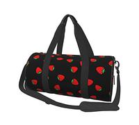 Bacche di fragola su un colore nero Bagaglio da viaggio da uomo Borsa sportiva da palestra Borsa da viaggio per il weekend da viaggio durante la notte