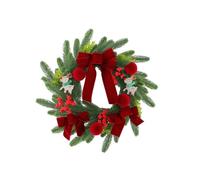 Bacche rosse floccanti vino artificiale, Christmas wreath | Ghirlanda bacche artificiali floccate per decorazioni natalizie per le vacanze invernali, decorazioni per la