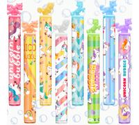 Bacchetta con bolle a forma di unicorno miniatura, gadget per feste di compleanno a tema unicorno pastello per bambini e bambine, decorazioni, riempitivi per buste regalo, regali di bolle, premi per c