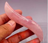 Bacchetta da massaggio con gemma di cristallo di quarzo rosa naturale per