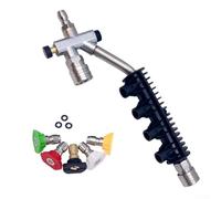 Bacchetta idropulitrice con doppio connettore, set di 5 ugelli (0°/15°/25°/40° sapone) per pistola a spruzzo in schiuma raccordi in ottone e rame, 27,9 cm, argento/nero (nastro adesivo)