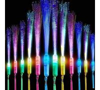 Bacchetta in Fibra Ottica a LED,12 Bacchetta Luminosa in Fibra Ottica Luminosa Bacchette Fibra LED Bastoni luminosi accessori per feste,3 Modalità di Colore Lampeggiant per Eventi club Festival