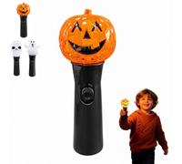 Bacchetta luminosa di Halloween con zucca a LED rotante (lanterna di zucca) | ABS, 21,8 cm, funzionamento con un pulsante, batteria inclusa, quattro stili a tema, trucco o scherzetto per feste in costume