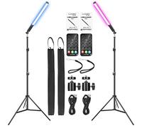 Bacchetta luminosa LED RGB da 2 pezzi, kit di illuminazione per studio fotografico LUXCEO con treppiede da 29" a 81" e telecomando, RGBW Fotografia Tubo Luce LED dimmerabile 36 colori 3000K-6000K