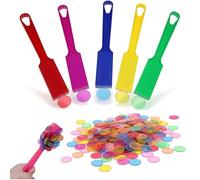 Bacchetta magnetica per bingo con chip, 1 confezione e 100 chip metallici, chip metallici in 5 colori per giochi di grandi gruppi, notte di famiglia, contenitori sensoriali, conteggio e ordinamento