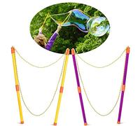 Bacchetta per Bolle di Sapone Giganti, Bacchetta a Bolle giganti per Bambini, 2 paia Bacchetta a Bolle,bacchette bolla gigante set,Bolla gigante,Telescopica,Facile da Trasportare (Giallo porpora)