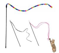 Bacchetta per gatti arcobaleno, Set di 3 bacchette per gatti, bacchetta interattiva per gatti da 30 cm, per addestramento di gattini nastro arcobaleno bacchetta incantatrice di gatti bacchetta