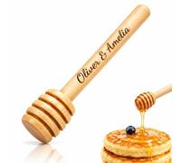 Bacchetta Per Miele In Legno Personalizzata per Matrimonio | 10-100 Pezzi, Nome E Data Incisi Sul Manico, Utensile Pratico Da Cucina per Servire Miele(8cm)