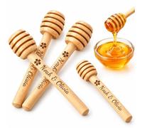Bacchetta per Miele Rustica In Legno Personalizzata per Casa E Feste | 10-100 Pezzi, Mescolatore Di Miele Inciso Personalizzato Con Testa Scanalata, Bomboniere, Ricordi(8cm)