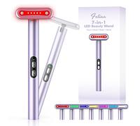 Bacchetta per terapia della luce, terapia a luce rossa per viso e collo, bacchetta di bellezza 7 in 1 con LED rosso e blu, massaggiatore per viso e occhi, strumento per la cura della pelle