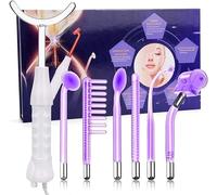 Bacchetta portatile 7 in 1 ad alta frequenza per la cura della pelle del viso, dispositivo per trattamento dell'acne, rassodamento della pelle, riduzione delle rughe e occhiaie, viola chiaro