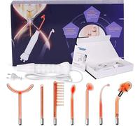 Bacchetta portatile 7 in 1 ad alta frequenza per la cura della pelle del viso, dispositivo per trattamento dell'acne, rassodamento della pelle, riduzione delle rughe e occhiaie, luce arancione