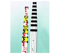 Bacchetta Telescopica Alluminio 3, 5, 7 e 10 Metri, Scala 1mm Livellazione | Corpo Alluminio Spesso, Base Acciaio Inox, Collari ABS, Zaino Incluso per Cantiere(10 meters)