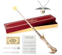 Bacchetta Voldemort da 35 cm, con biglietto della stazione, carta incantesimi e collana, ricarica USB, bacchetta magica Lord Voldemort, in confezione regalo, per feste in costume di Halloween